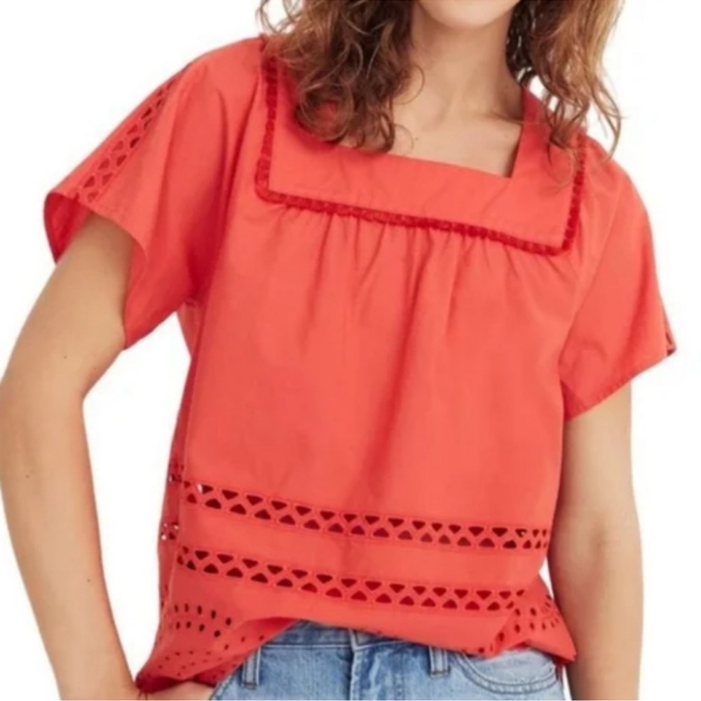 Madewell Eyelet Angelica Peasant Blouse